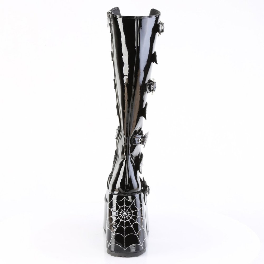 Glow Spider Web Gothic Platform Knee High Boots - Picture 5 of 5